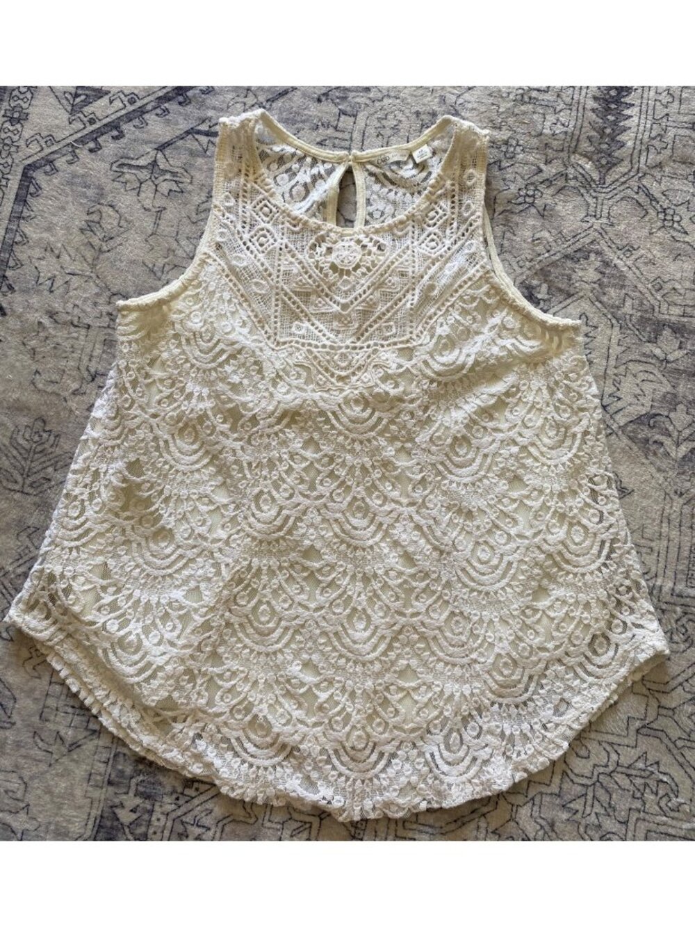 Cato Womens Ivory‎ Lace Sleeveless Top With Lining Size Medium Cream Crochet